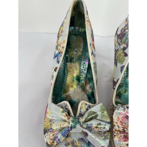 Irregular Choice Nick Of Time Floral Sparkling Cream Heels Size 41 US 10 - Picture 4 of 16